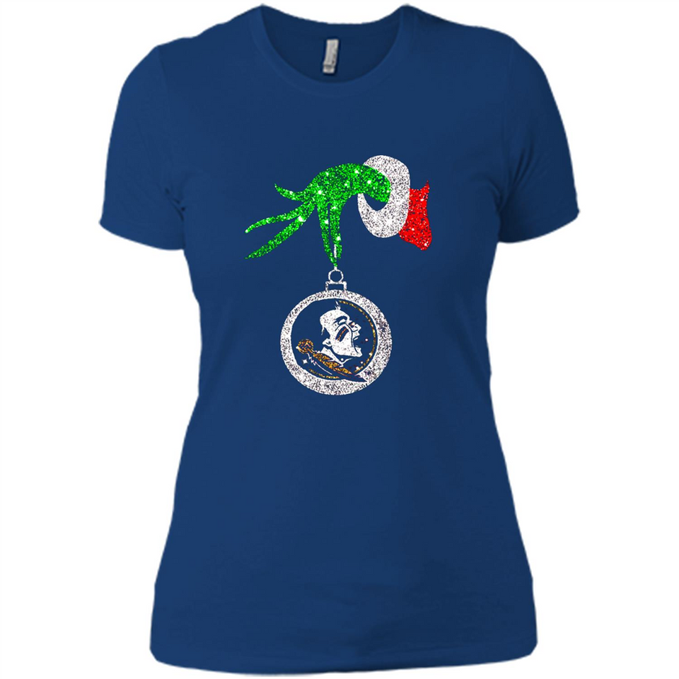 Amazing Florida State Seminoles Glitter Grinch Monogram Ornament Christmas Gift - Ladies' Boyfriend T-Shirt
