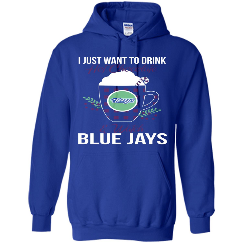 I Just Want To Drink Hot Chocolate & Watch Toronto Blue Jays Ugly Christmas Sweater PINGPONG