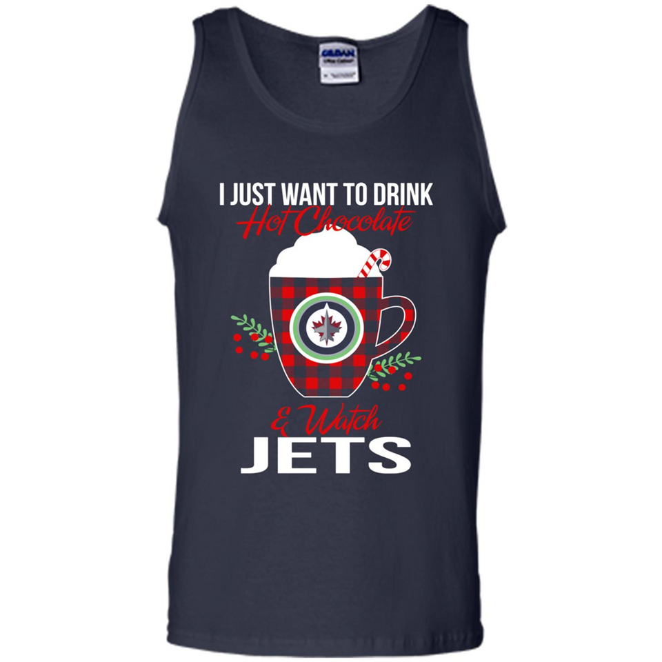 I Just Want To Drink Hot Chocolate & Watch Winnipeg Jets Ugly Christmas Sweater PINGPONG