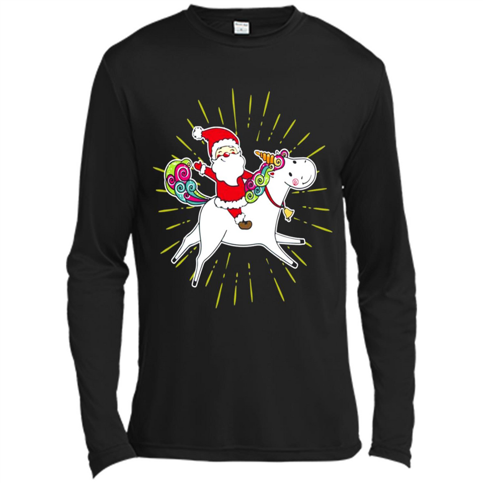 Unicorn And Santa Christmas - Canvas Long Sleeve T-Shirt
