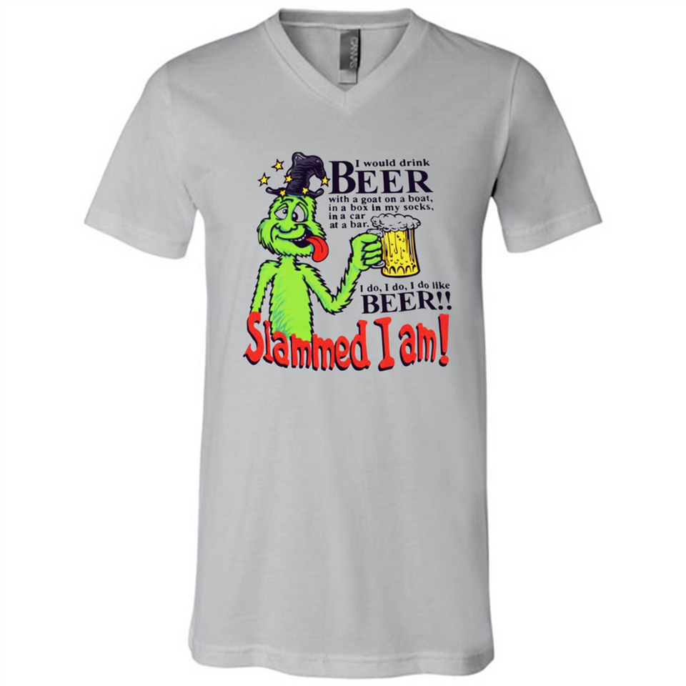 Slammed I Am I Would Drink Beer With A Goat On A Boat Shirt - Canvas Unisex V-Neck