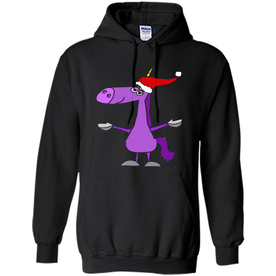 Funny Christmas Unicorn in Santa Hat - Hoodie