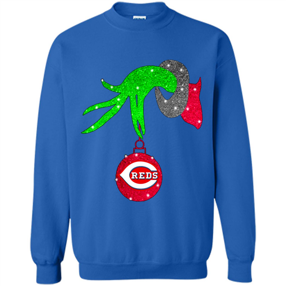 GRINCH HAND HOLDING CINCINNATI REDS GLITTER CHRISTMAS PINGPONG