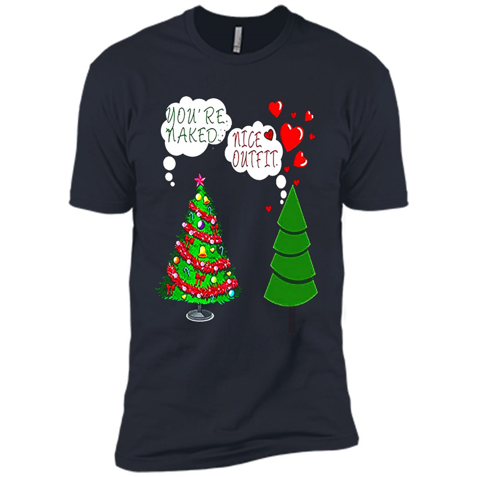 Fir Loves Christmas Tree Funny Undecorated Joke - Premium Short Sleeve T-Shirt