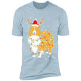 Christmas Lights Shetland Sheepdog Wearing Santa Hat Funny Xmas - Premium Short Sleeve T-Shirt