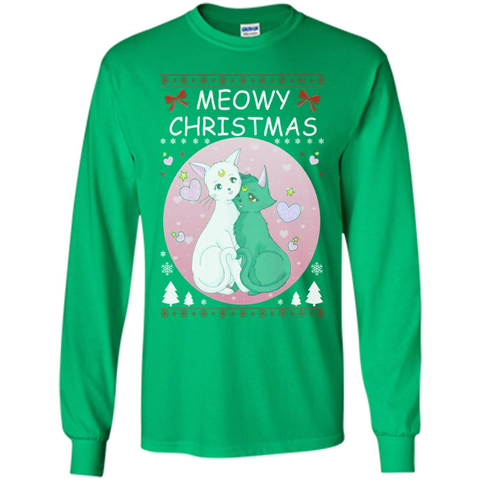 Sailor Moon Yin Yang Cat Love Ugly Christmas Sweater - Long Sleeve T-Shirt