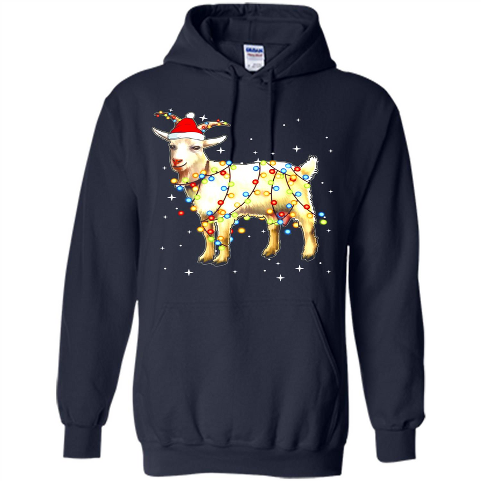 Christmas Lights Goat Wearing Santa Hat Funny Xmas - Hoodie