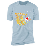 Christmas Lights Sloth Wearing Santa Hat Funny Xmas - Premium Short Sleeve T-Shirt