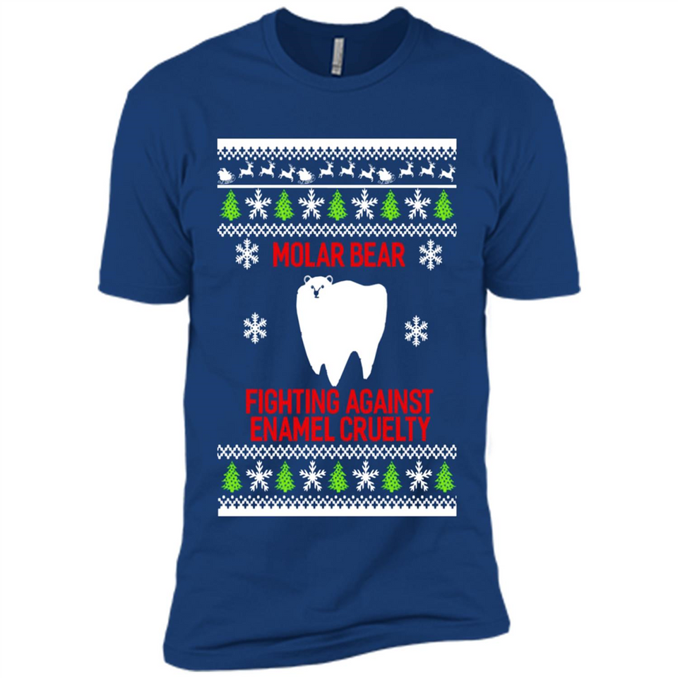 Molar bear fighting against enamel cruelty Christmas - Premium Short Sleeve T-Shirt