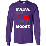 Papa Moose Funny Christmas Plaid Buffalo T-Shirt - Long Sleeve T-Shirt