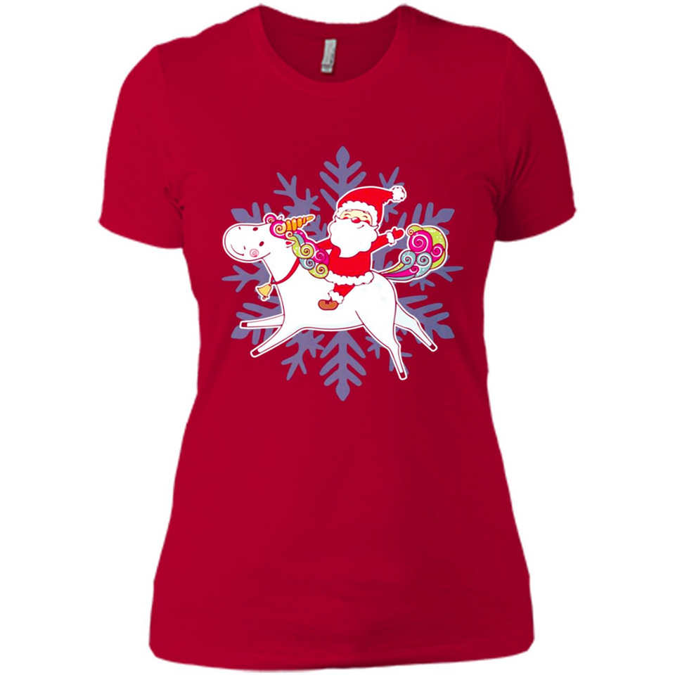 Unicorn And Santa Christmas 1 - Ladies' Boyfriend T-Shirt