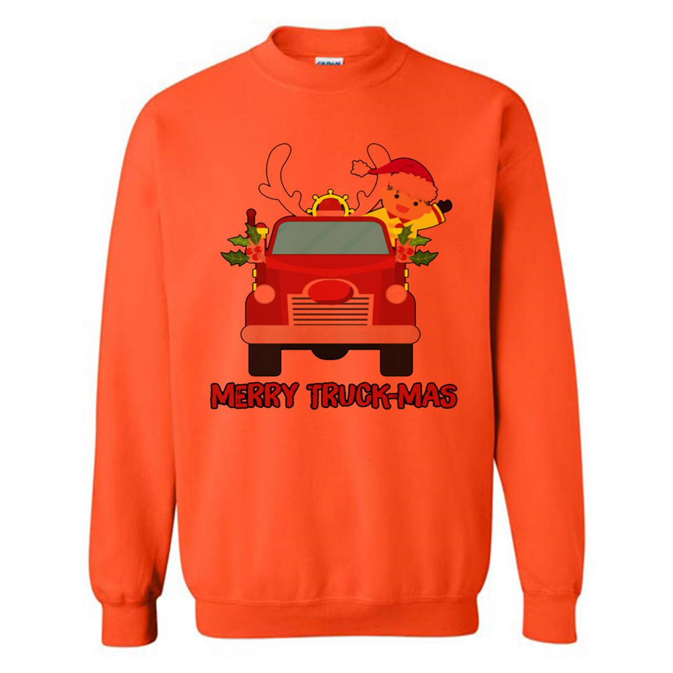 Merry Truck-Mas Christmas Fire Truck Cute Reindeer Sporty - Sweatshirt