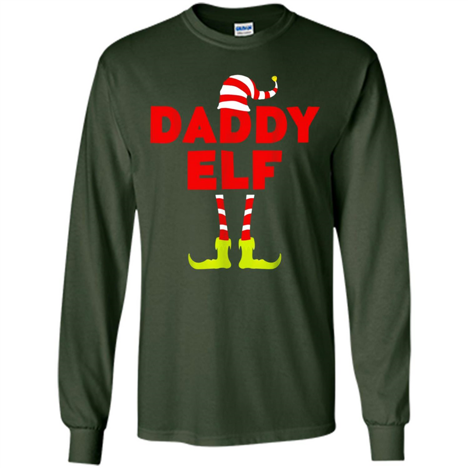 Mens Daddy Elf T-Shirt Funny Matching Christmas Costume - Long Sleeve T-Shirt