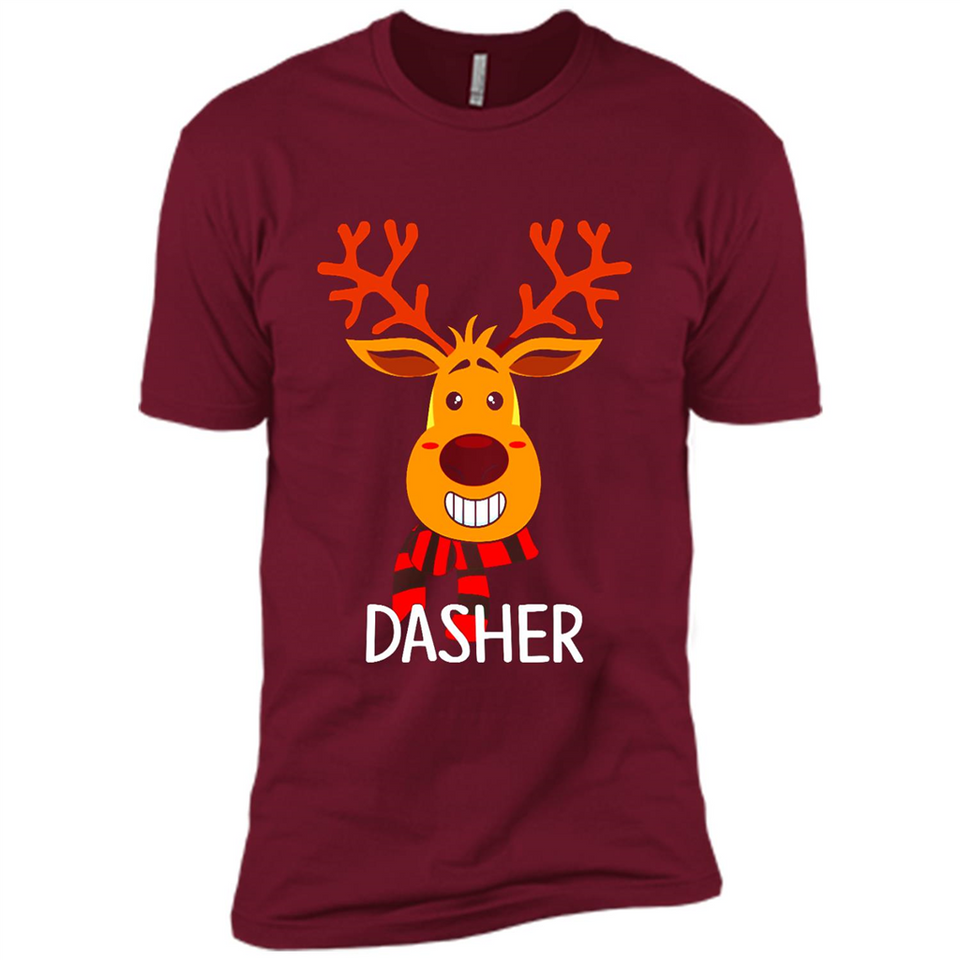 Dasher Reindeer Santa Claus Funny Xmas Holiday T-Shirt - Premium Short Sleeve T-Shirt
