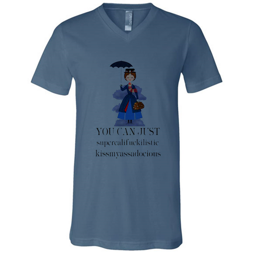 Mary Poppins Clipart You Can Just Supercalifuckilistic Kissmyassadocious MERCHCUTE - Canvas Unisex V-Neck