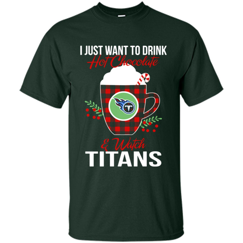 I Just Want To Drink Hot Chocolate & Watch Tennessee Titans Ugly Christmas Sweater PINGPONG