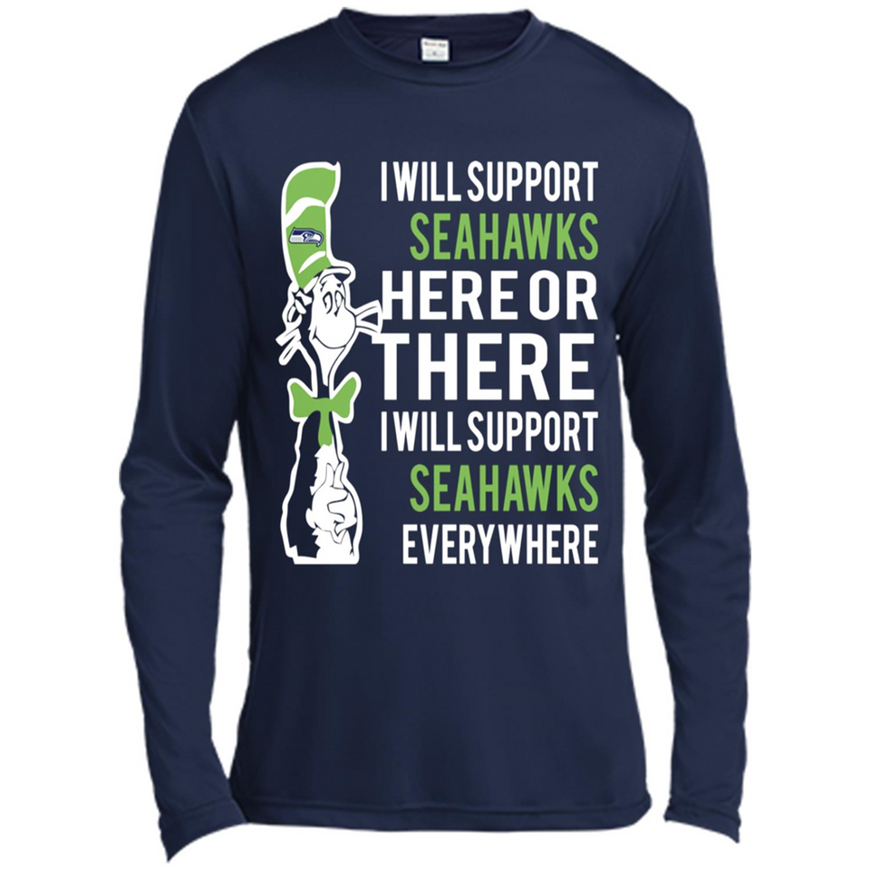 Shirt For Dr Seuss Cat And Seattle Seahawks Fans - Canvas Long Sleeve T-Shirt