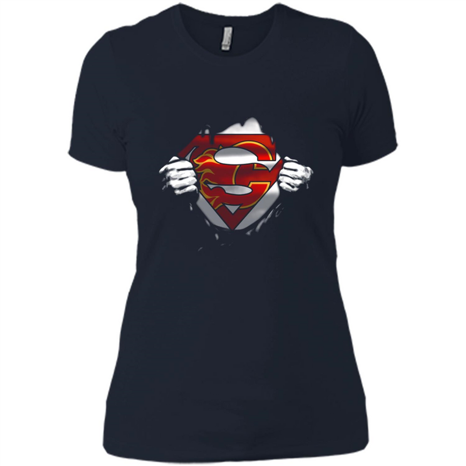 Calgary Flames And Superman Fans - Ladies' Boyfriend T-Shirt