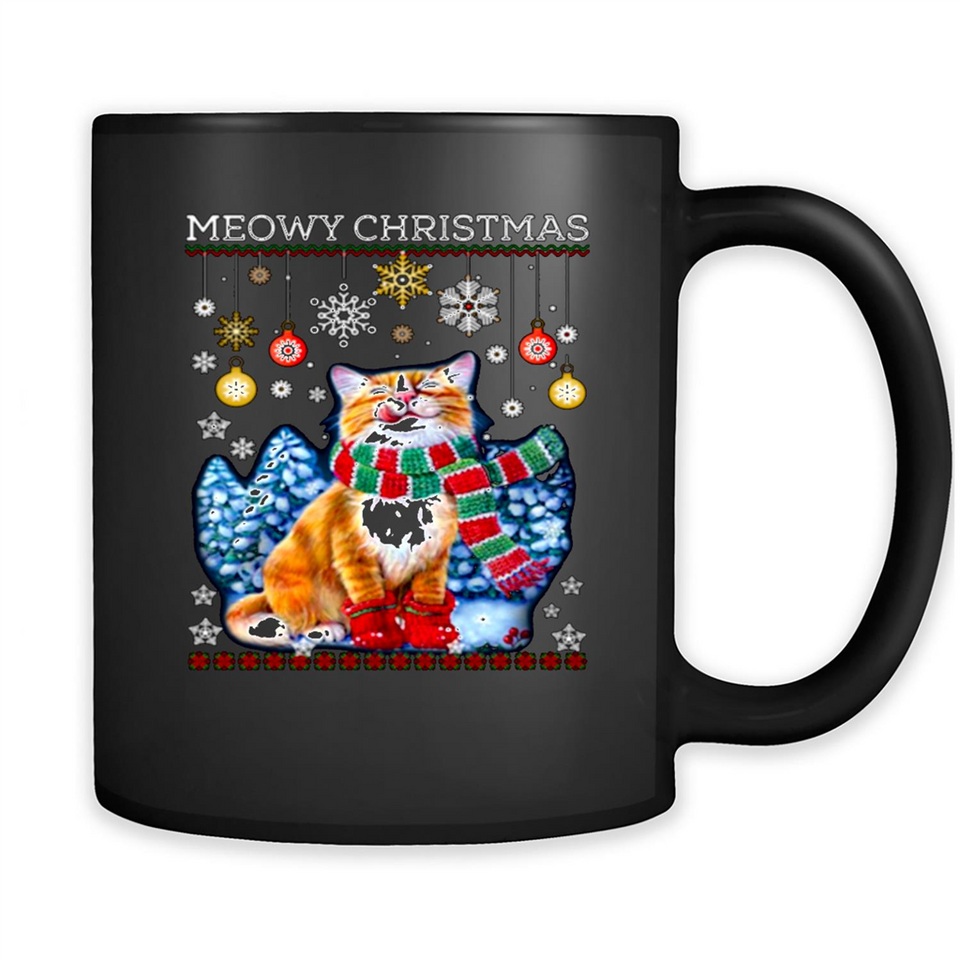 Meowy Christmas Ugly Funny Cats Lover PINGPONG