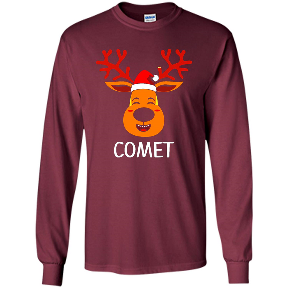 Comet Santa Claus Funny Xmas Holiday T-Shirt - Long Sleeve T-Shirt