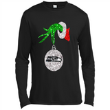 Funny Seattle Seahawks Glitter Grinch Monogram Ornament Christmas Gift - Canvas Long Sleeve T-Shirt