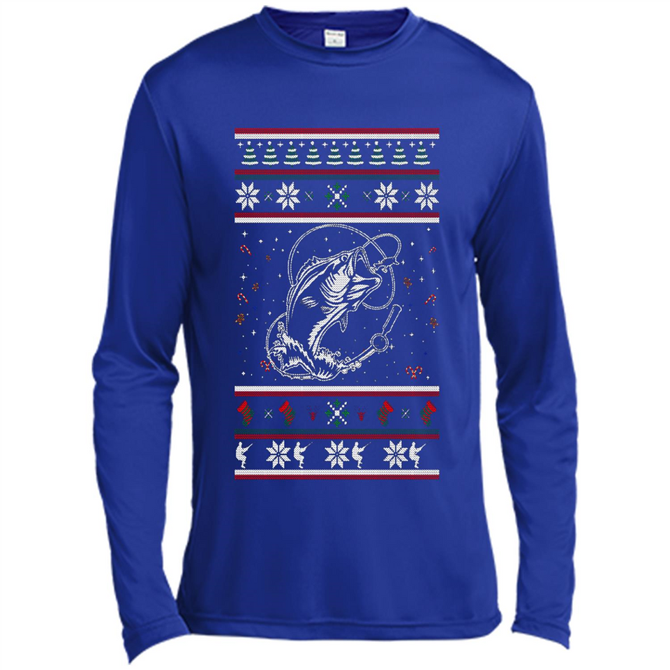 Christmas Ugly Sweater Fishing Ugly Christmas Sweater - Canvas Long Sleeve T-Shirt