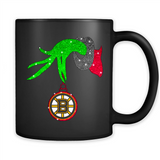 GRINCH HAND HOLDING BOSTON BRUINS GLITTER CHRISTMAS PINGPONG