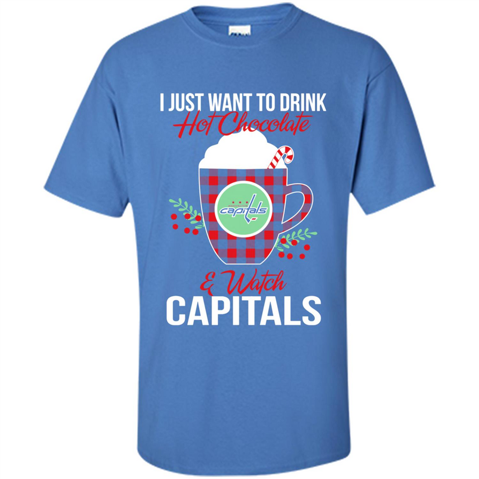 I Just Want To Drink Hot Chocolate & Watch Washington Capitals Ugly Christmas Sweater PINGPONG