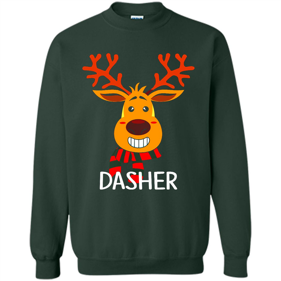 Dasher Reindeer Santa Claus Funny Xmas Holiday T-Shirt - Sweatshirt