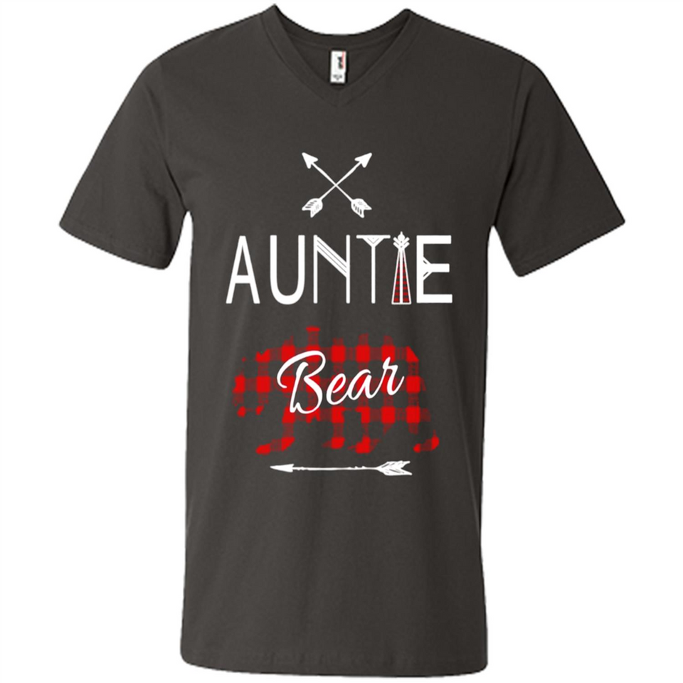Aunt Shirt Buffalo Plaid Family Camp Bear Tee - Men's V-Neck