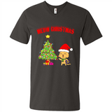 Meow merry christmas- cat and pine merry christmas - Men's V-Neck