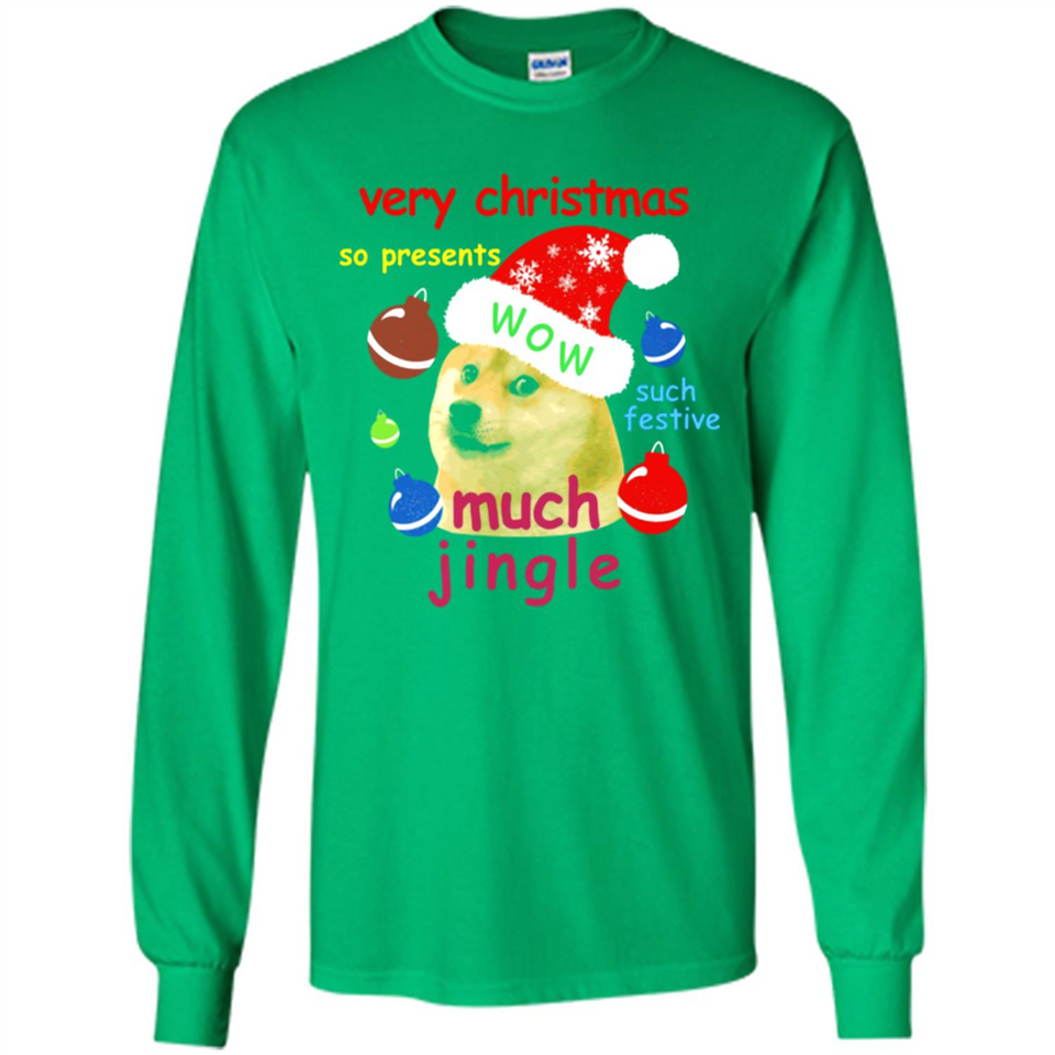 Christmas Doge Meme Shirts Funny Santa Shiba Inu Dog - Long Sleeve T-Shirt