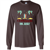 Christmas In July Shirt Surfing Palm Trees Surfboard - Long Sleeve T-Shirt