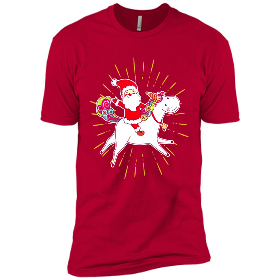 Unicorn And Santa Christmas - Premium Short Sleeve T-Shirt