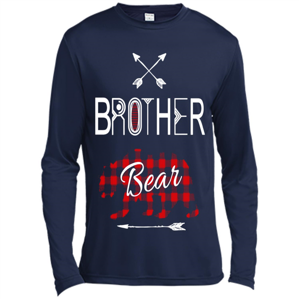 Brother Shirt Buffalo Plaid Family Camping Bear Tee - Canvas Long Sleeve T-Shirt