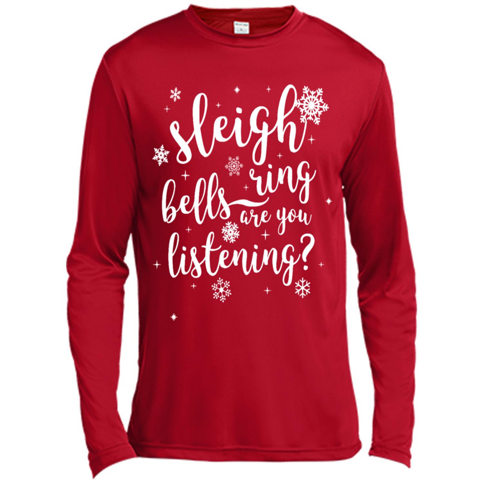 Sleigh Bells Ring Are You Listening Christmas Carol - Canvas Long Sleeve T-Shirt
