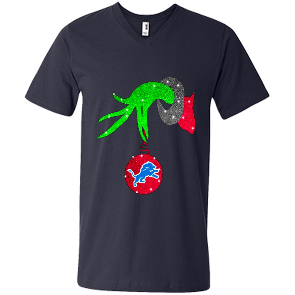 GRINCH HAND HOLDING DETROIT LIONS GLITTER CHRISTMAS PINGPONG