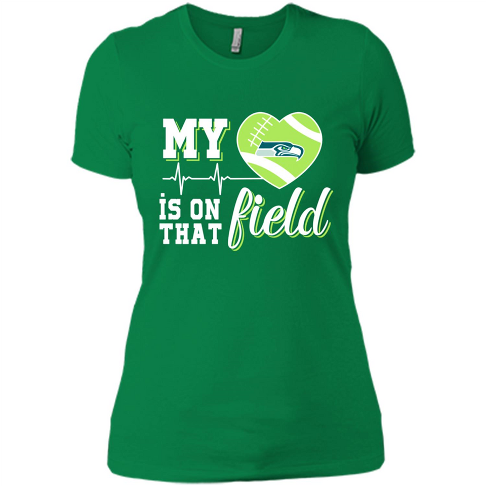 Seattle Seahawks Football My Heart is on that Field - Ladies' Boyfriend T-Shirt
