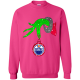 GRINCH HAND HOLDING EDMONTON OILERS GLITTER CHRISTMAS PINGPONG