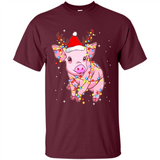 Christmas Lights Pig Wearing Santa Hat Funny Xmas - Shirt