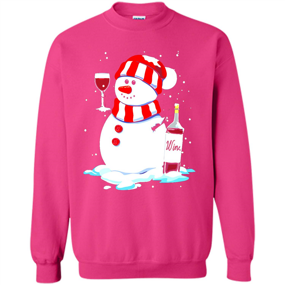 Cute Snowman drink Red Wine Christmas T-Shirt - Sweatshirt