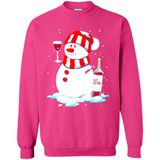 Cute Snowman drink Red Wine Christmas T-Shirt - Sweatshirt