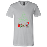 Snoopy Merry Christmas with Christmas tree T-Shirt - Canvas Unisex V-Neck