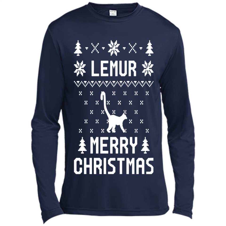 Vintage Tee For Women Men Graphic Shirts Lemur Ugly Christmas Sweater - Canvas Long Sleeve T-Shirt
