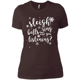 Sleigh Bells Ring Are You Listening Christmas Carol - Ladies' Boyfriend T-Shirt
