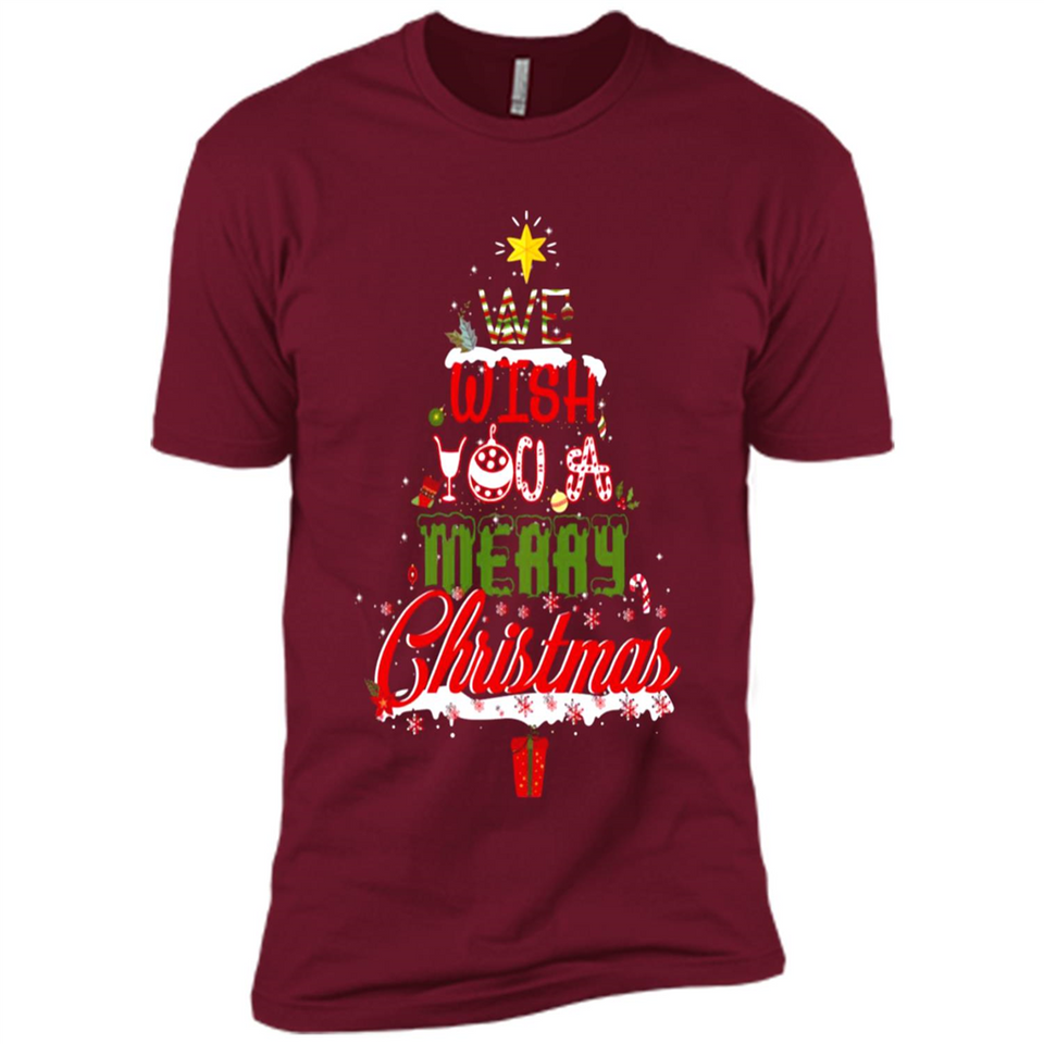 We Wish You A Merry Christmas Funny Pine Gift Sleeve - Premium Short Sleeve T-Shirt