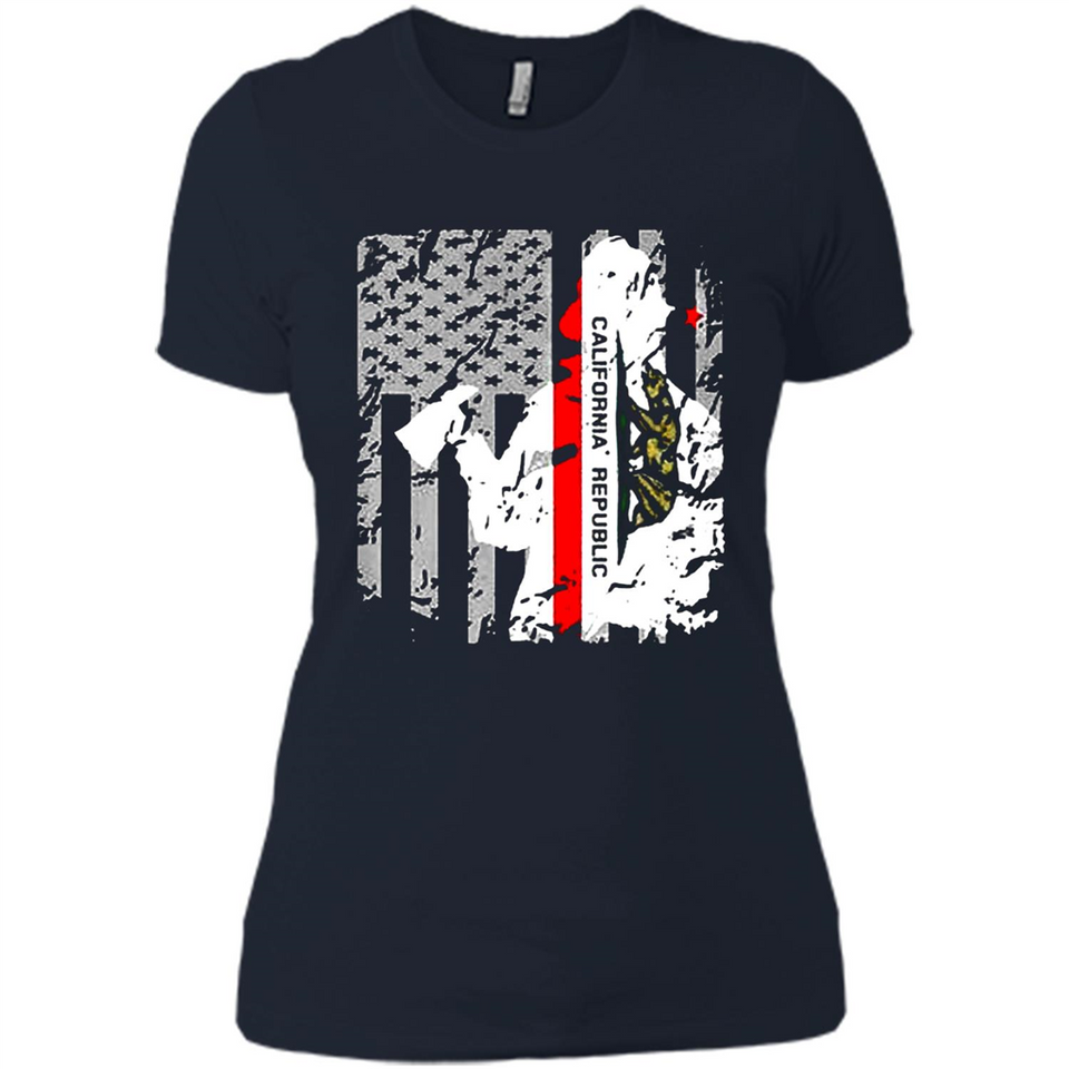 Paradise California Firefighter Thin Red Line Funds Youth T-Shirt PINGPONG - Ladies' Boyfriend T-Shirt