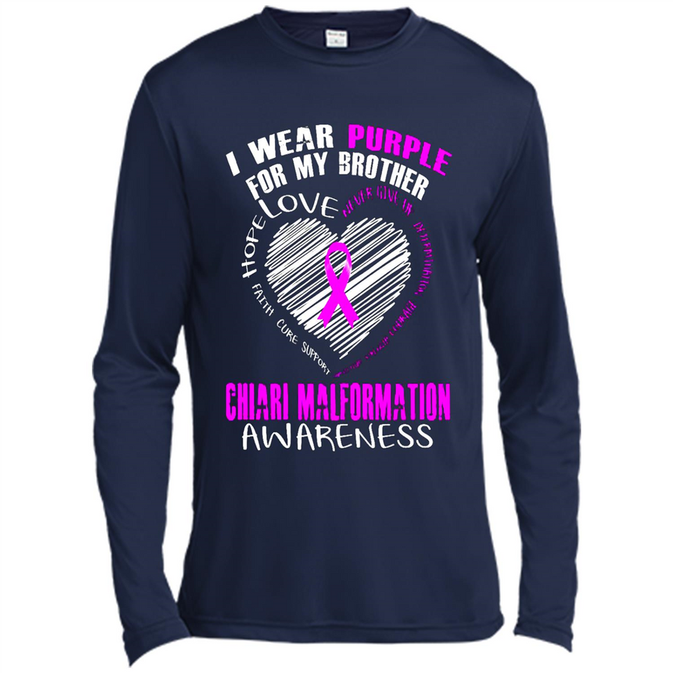 I Wear Purple For My Brother Chiari Malformation - Canvas Long Sleeve T-Shirt