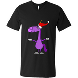 Funny Christmas Unicorn in Santa Hat - Men's V-Neck