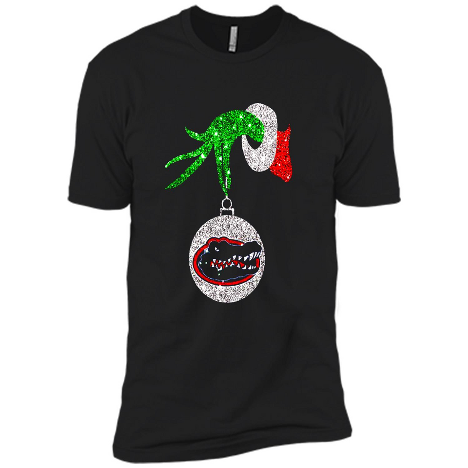 Funny Florida Gators Glitter Grinch Monogram Ornament Christmas Gift - Premium Short Sleeve T-Shirt